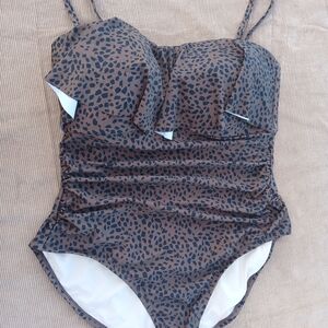 Kona Sol | Animal Print Bandeau One-Piece Swimsuit - XL